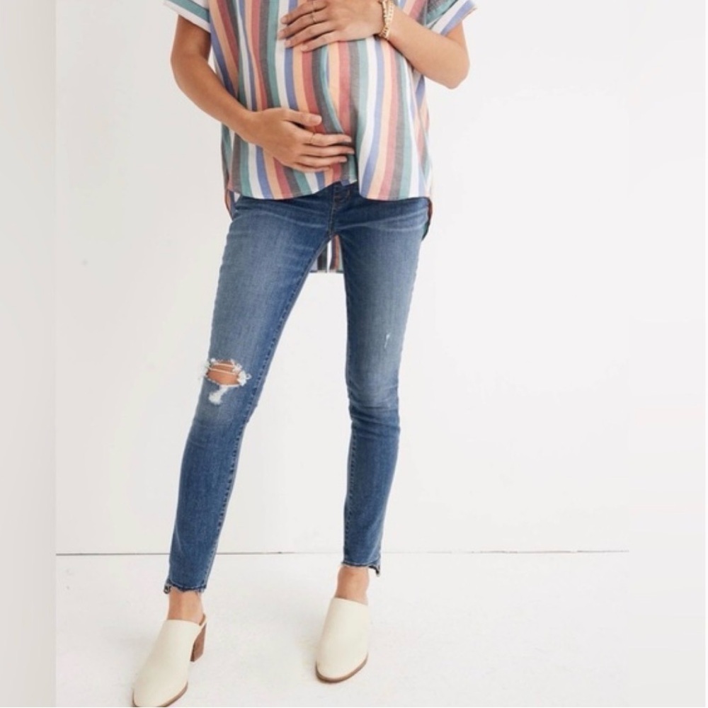 Madewell Maternity Skinny Women's Blue Distressed Jeans - Picture 1 of 6